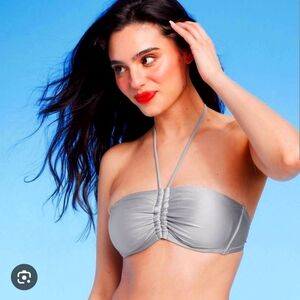 NEW Shade and Shore bikini top silver gray target bathing suit large